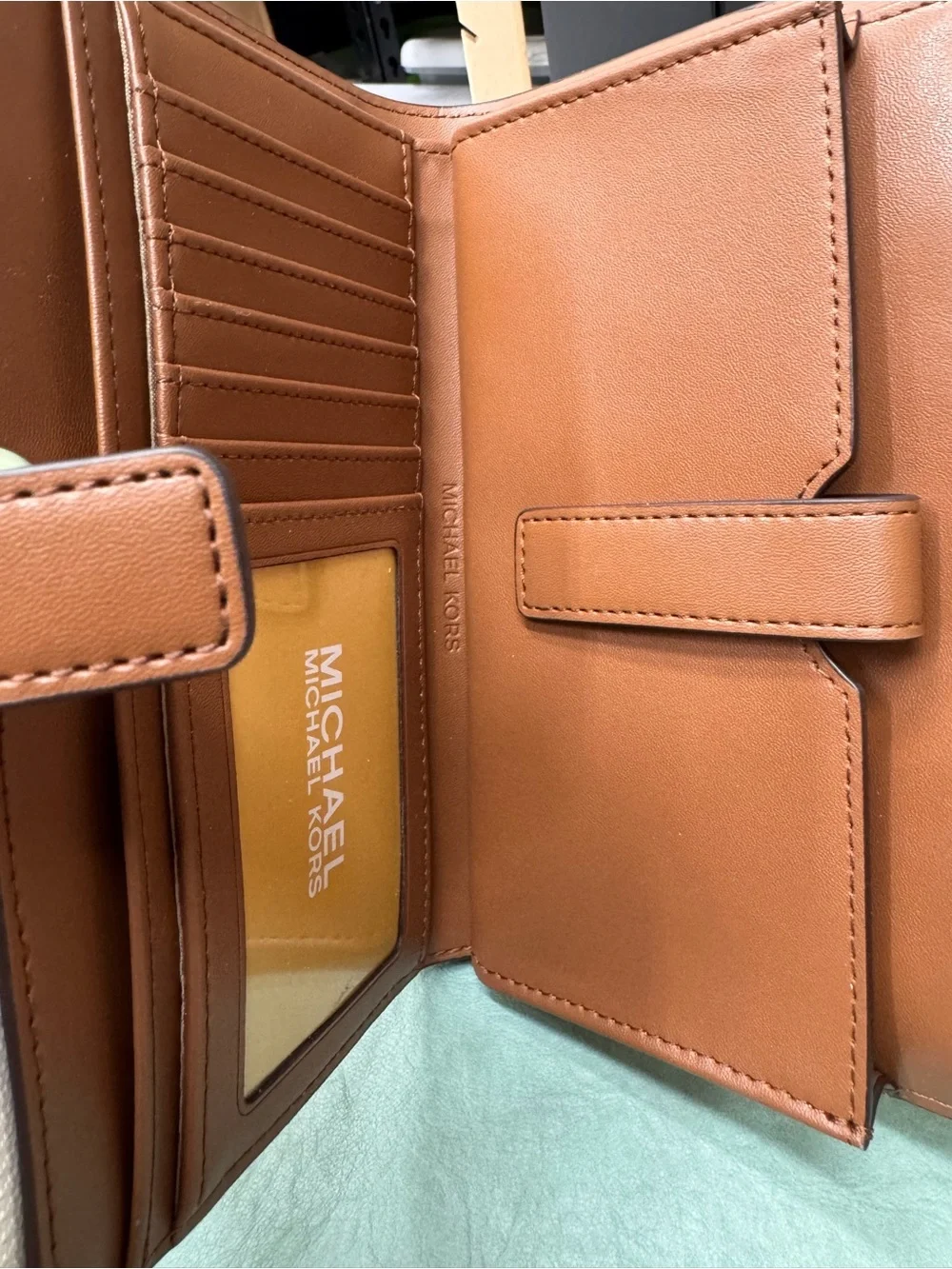 Michael Kors Cream and Brown MK Logo Continental Wallet